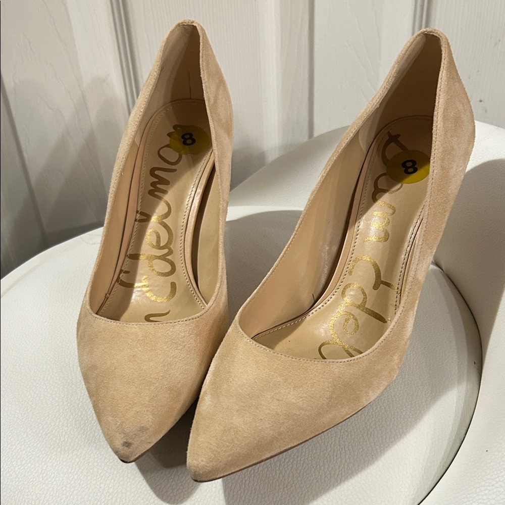 Sam Edelman Women's Beige Suede Heels